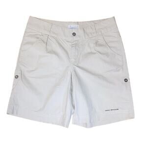Columbia Shorts 4 Beige Bermuda 8” Omni-Shade Pleated Hiking Mid-Rise Womens